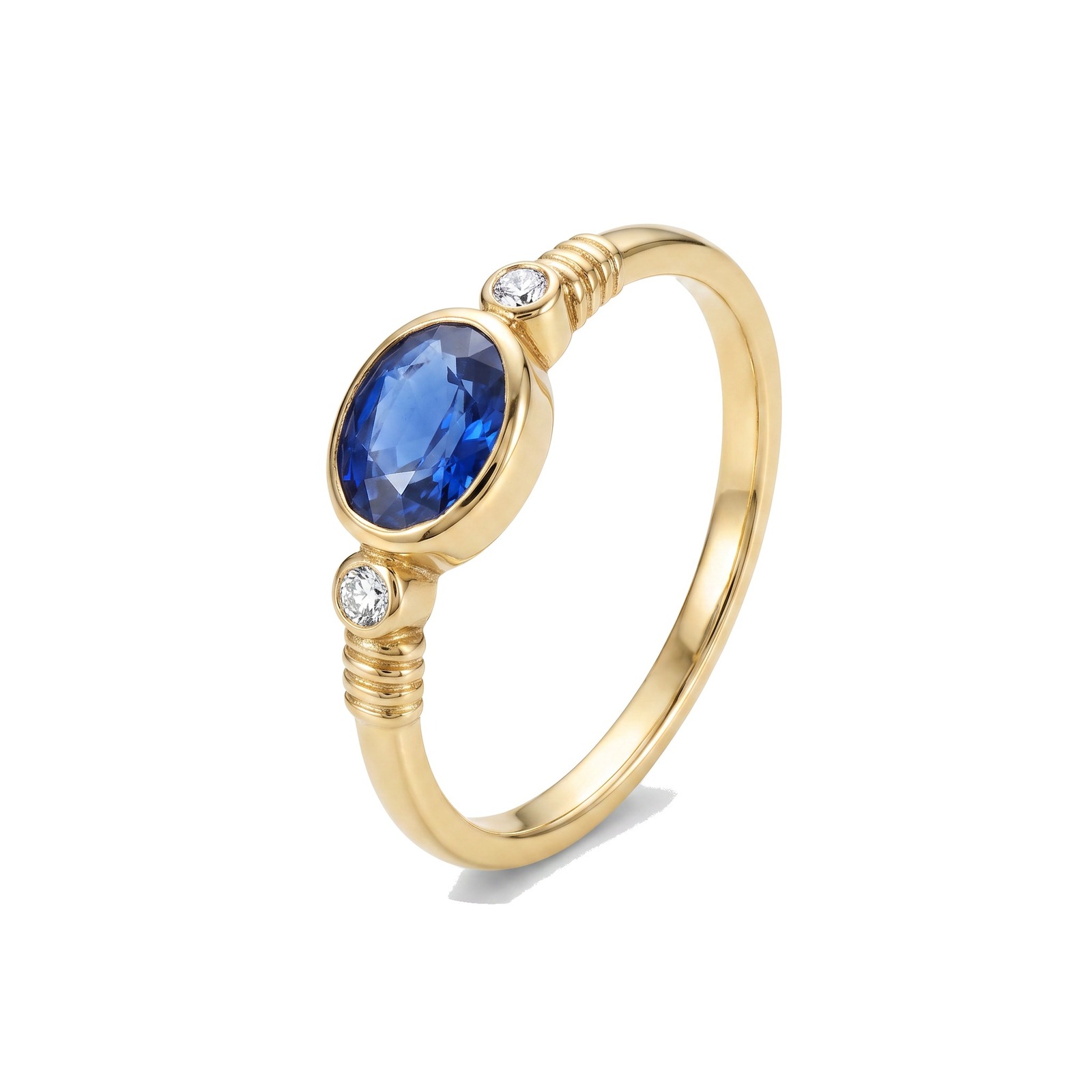 Burgu Bantlı Oval Safir Yüzük