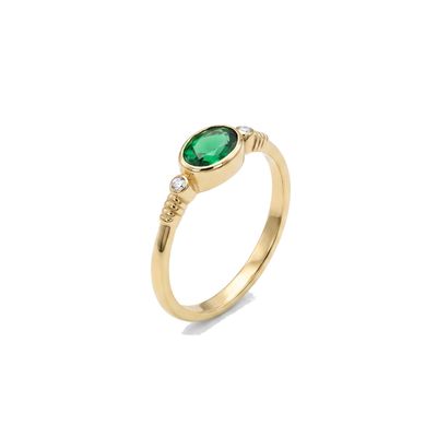 Oval Bezel Zümrüt Yeşili Yüzük