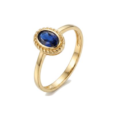 Halat Desenli Oval Safir Yüzük