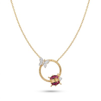 Kelebekli Uğur Böceği Kolye