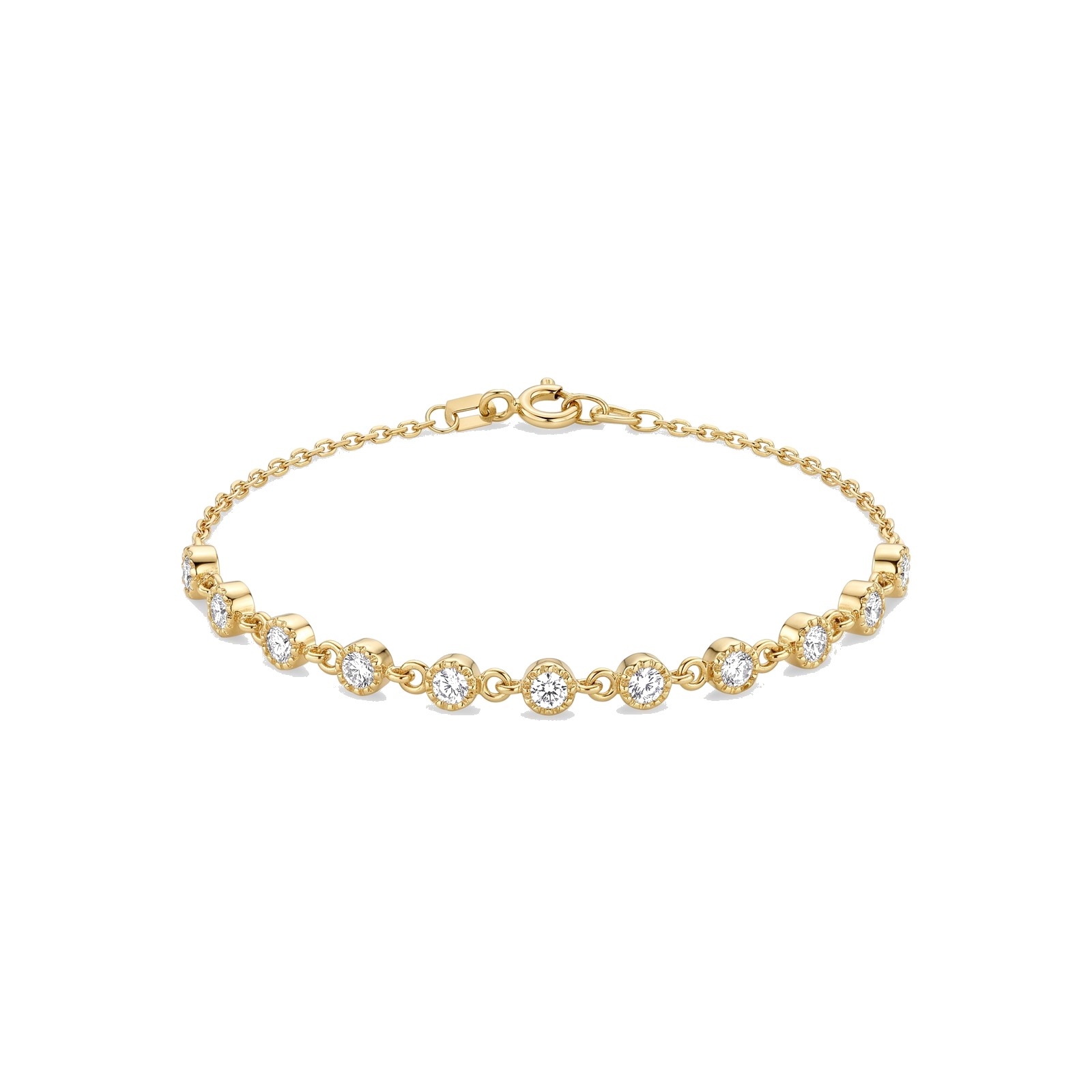 Zirkon Taşlı Bezel Yerleştirmeli Sarı Altın Bileklik